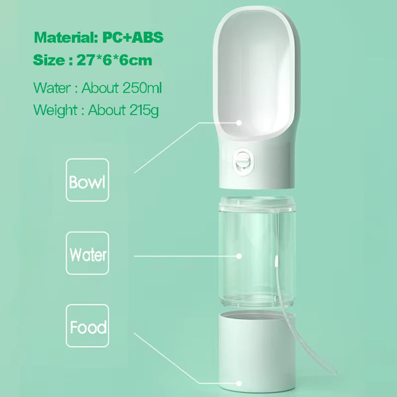 Portable Pet Water Bottle with Food Container 2 in 1 Pet Travel Bowl Puppy Dog Cat Outdoor Drinking Bottle Food Dispenser Feeder